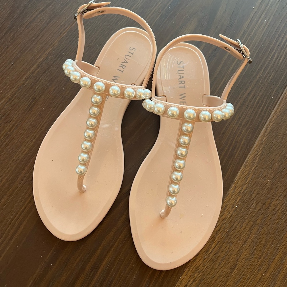 Stuart Weitzman, Goldie Pearly, stud, jelly, sandals, size 5  new